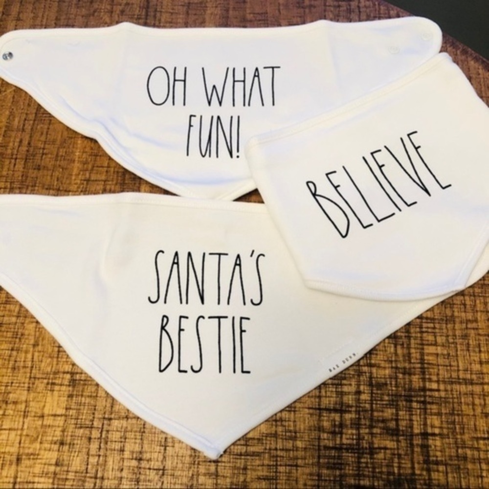 Rae Dunn Christmas Baby Bib Set of 3 NWT